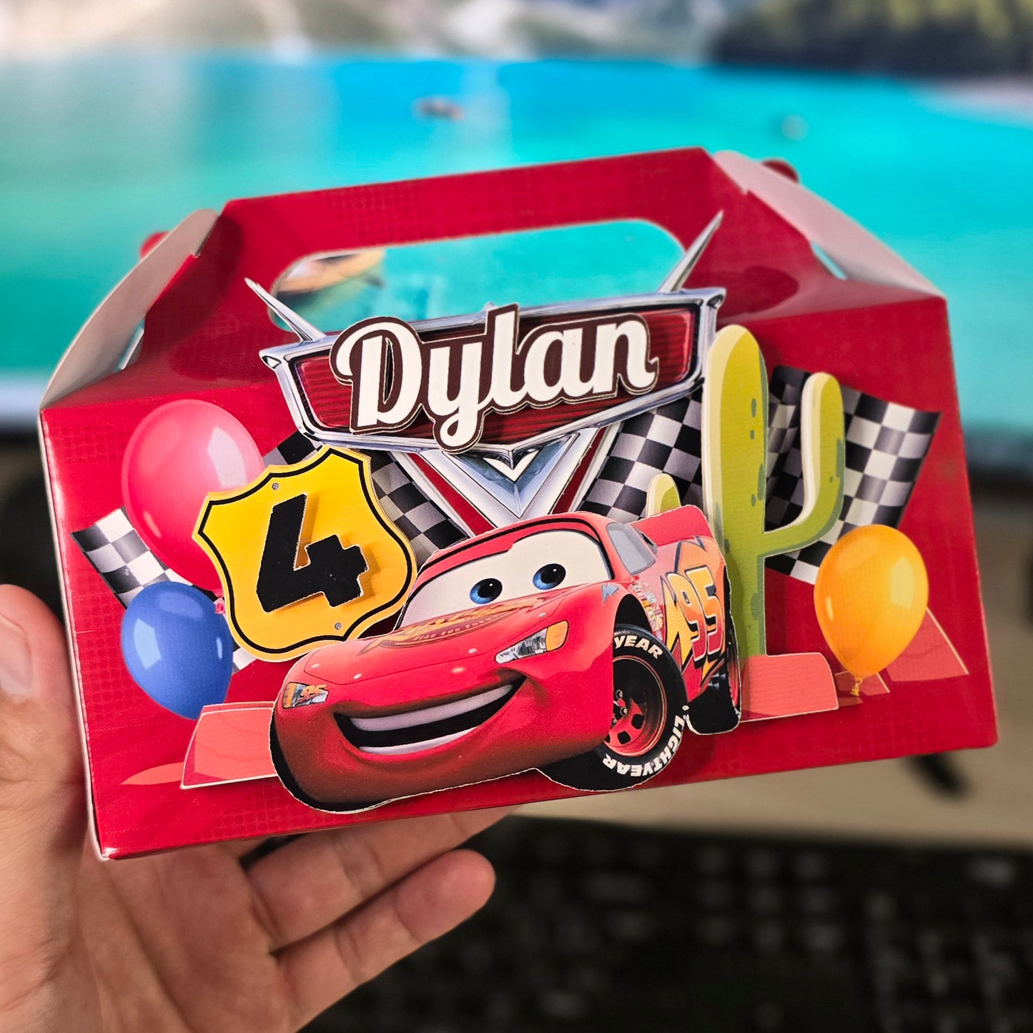 Caja de Dulces Temática de Cars Rayo Mcqueen para Cumpleaños Infantil