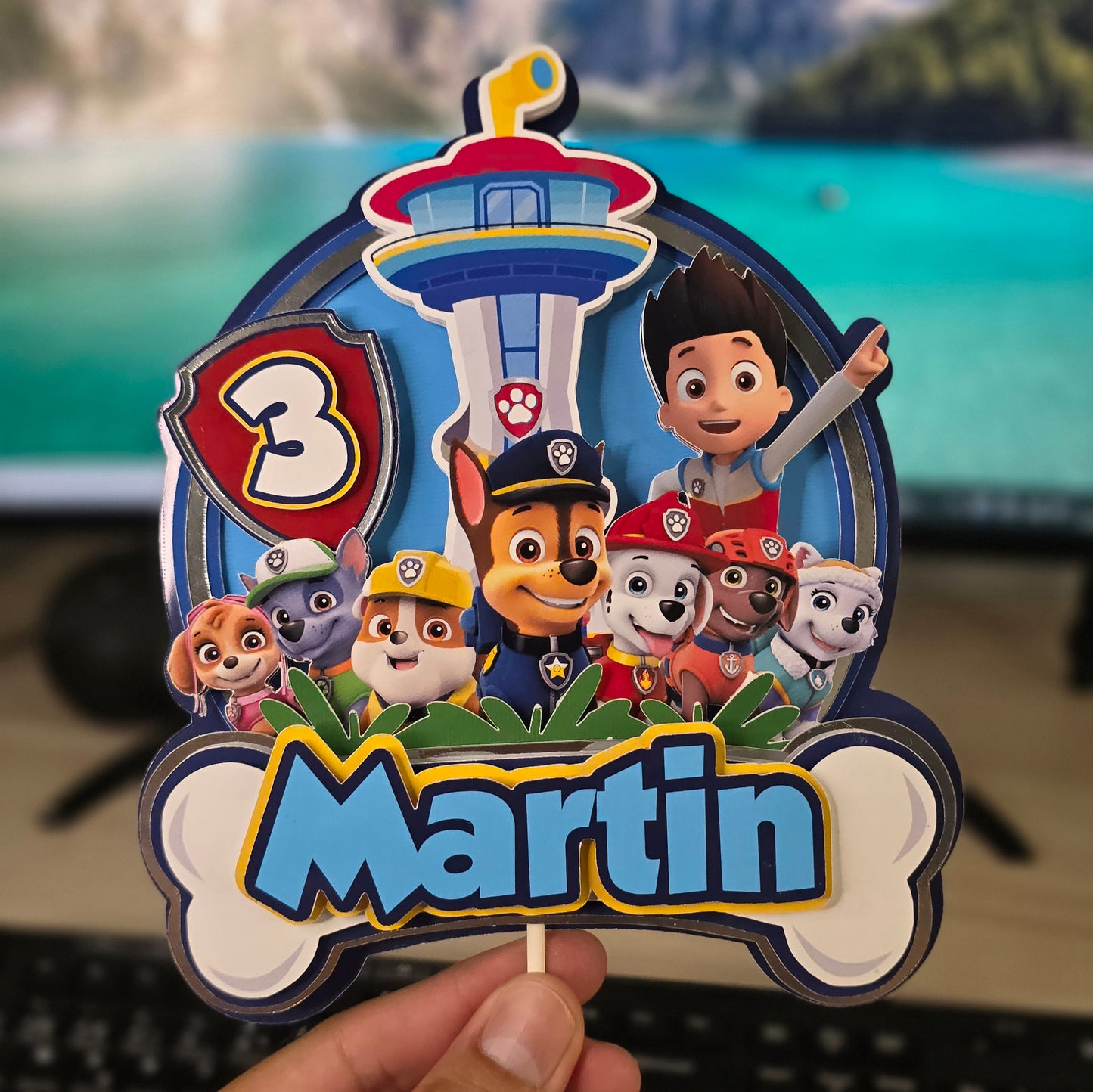 Topper de Paw Patrol para Tarta de Cumpleaños – Adorno de Pastel Infantil, Decoración Fiesta Patrulla Canina
