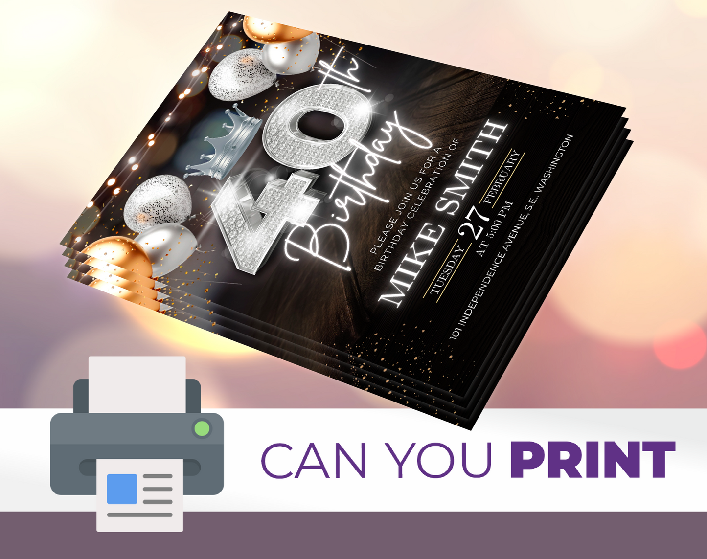 Luxury 40th Birthday Invitation with Crown – Black & Silver Animated Canva Template ✨