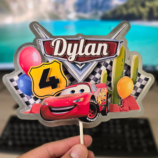 Topper de Cars Rayo mcqueen para Tarta de Cumpleaños – Adorno de Pastel Infantil, Decoración Gamer para Fiesta Temática, Cars Rayo mcqueen Cake Topper