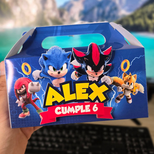 Caja de Dulces Temática Sonic para Cumpleaños Infantil