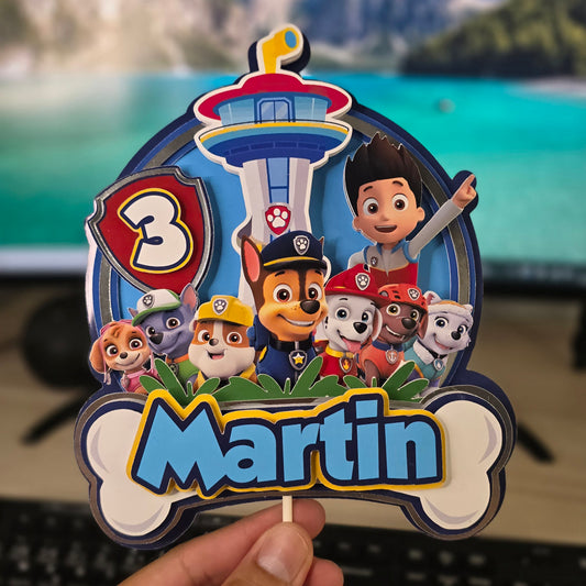 Topper de Paw Patrol para Tarta de Cumpleaños – Adorno de Pastel Infantil, Decoración Fiesta Patrulla Canina