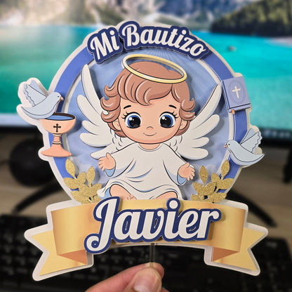 Topper de bautizo de niño para Tarta de bautizo – Adorno de Pastel Infantil, Decoración de bautizo de niño