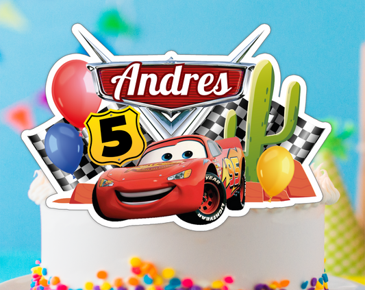 Cars Lightning McQueen Cake Topper - Editable Canva Template | Racing Birthday Party Printable 🏎️⚡️🏁