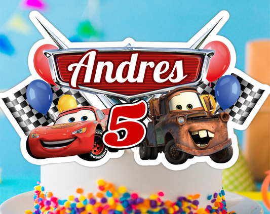 Cars Lightning McQueen & Tow Mater Cake Topper - Editable Canva Template | Best Friends Racing Birthday Printable 🏎️🛻🏁