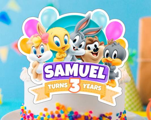 Looney Tunes Cake Topper - Editable Canva Template | Classic Cartoon Birthday Party Printable 🥕🐰