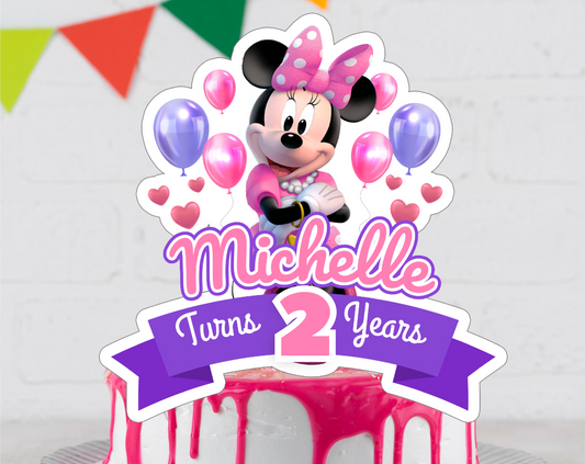 Minnie Mouse Cake Topper - Editable Canva Template | Cute Pink & Gold Birthday Party Printable 🎀🖱️✨