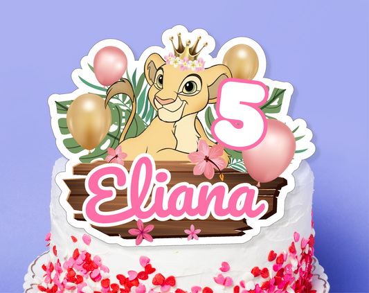 Nala Lion King Cake Topper - Editable Canva Template | Cute Safari Girl Birthday Printable 🦁🌸