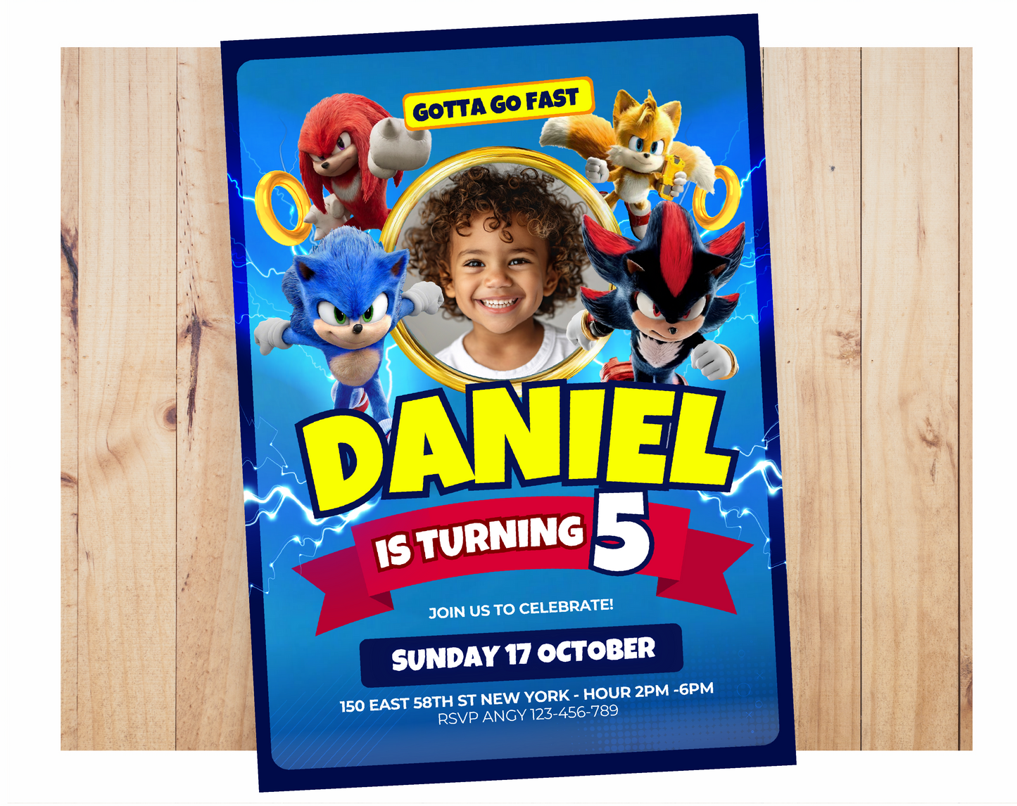 Invitación Animada de Cumpleaños de Sonic - Plantilla Editable de Canva | Invitación Digital de Video Rápida 💙⚡️