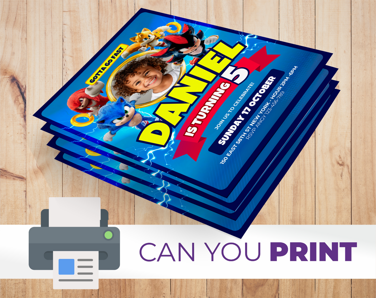 Invitación Animada de Cumpleaños de Sonic - Plantilla Editable de Canva | Invitación Digital de Video Rápida 💙⚡️