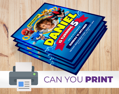 Invitación Animada de Cumpleaños de Sonic - Plantilla Editable de Canva | Invitación Digital de Video Rápida 💙⚡️