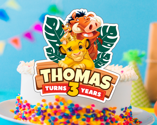 Lion King Cake Topper - Editable Canva Template | Safari Simba Birthday Printable Decoration 🦁🌿