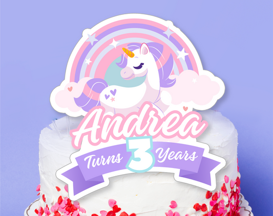Magical Unicorn Cake Topper - Editable Canva Template | Rainbow Sparkle Birthday Party Printable 🦄✨🌈