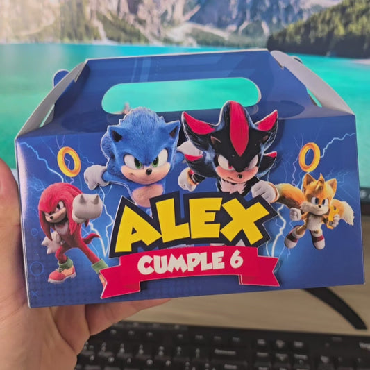 Caja de Dulces Temática Sonic para Cumpleaños Infantil