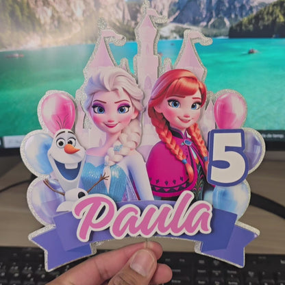 Topper de Frozen para Tarta de Cumpleaños – Adorno de Pastel Infantil, Decoración fiesta de Frozen