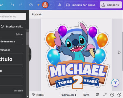 Stitch Cake Topper - Editable Canva Template | Lilo & Stitch Hawaiian Birthday Party Printable 💙🌺