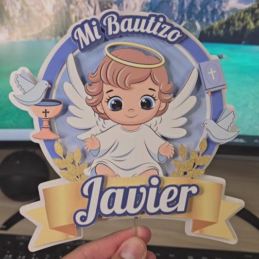 Topper de bautizo de niño para Tarta de bautizo – Adorno de Pastel Infantil, Decoración de bautizo de niño