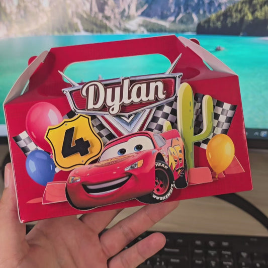 Caja de Dulces Temática de Cars Rayo Mcqueen para Cumpleaños Infantil