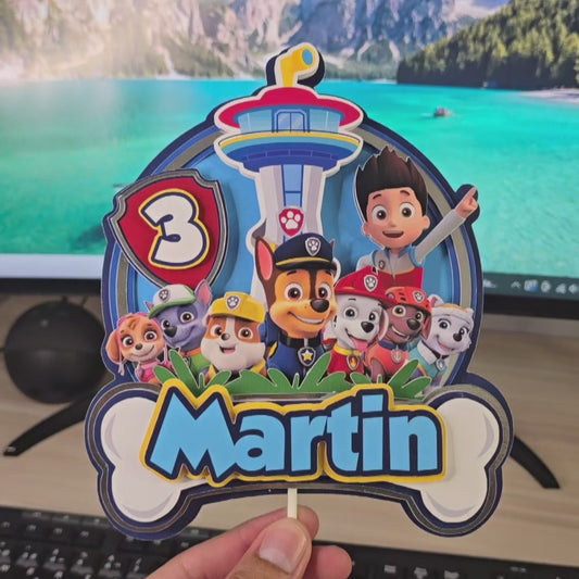 Topper de Paw Patrol para Tarta de Cumpleaños – Adorno de Pastel Infantil, Decoración Fiesta Patrulla Canina