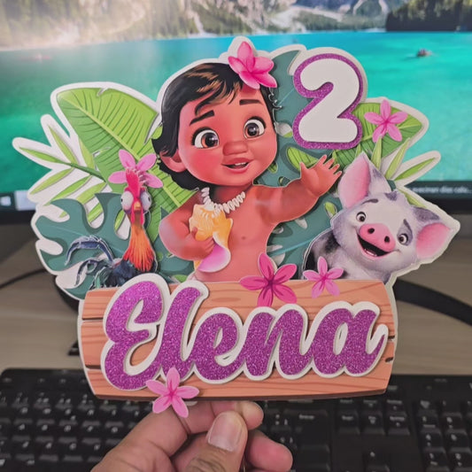 Topper de Moana para Tarta de Cumpleaños – Adorno de Pastel Infantil, Decoración fiesta de Moana