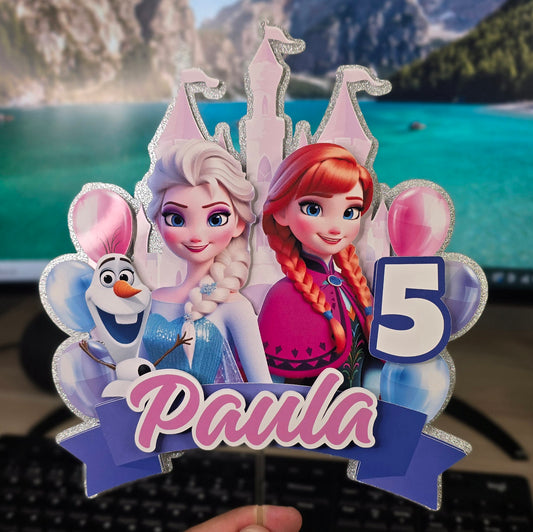 Topper de Frozen para Tarta de Cumpleaños – Adorno de Pastel Infantil, Decoración fiesta de Frozen