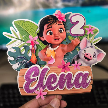 Topper de Moana para Tarta de Cumpleaños – Adorno de Pastel Infantil, Decoración fiesta de Moana