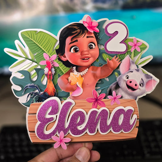 Topper de Moana para Tarta de Cumpleaños – Adorno de Pastel Infantil, Decoración fiesta de Moana